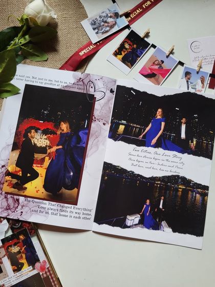 This page captures the magic of a proposal. Turning this moment into a full-page spread in their own magazine makes the memory even more special.