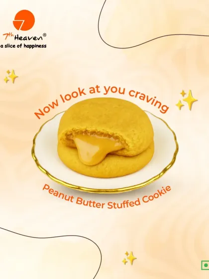 Now look at you craving. Our Peanut Butter Stuffed Cookie is a soft, golden cookie with a warm, gooey peanut butter center.