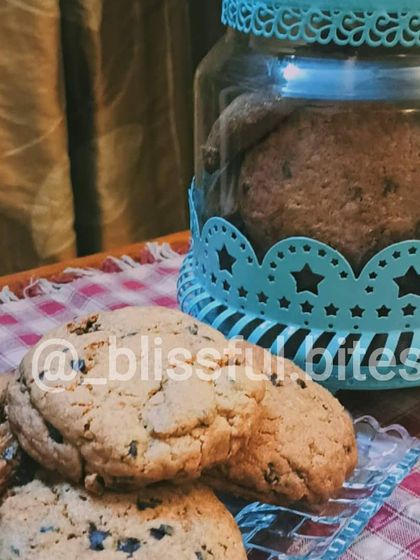 A cozy scene with my freshly baked choco-chip cookies. They are the ultimate comfort food, perfect for any time of day.