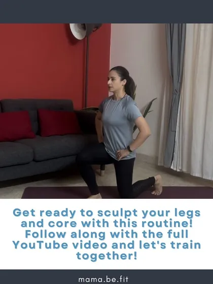 Get ready to sculpt your legs and core with this no-equipment routine. I guide you through warm-ups, squats, lunges, and core work in the full YouTube video.