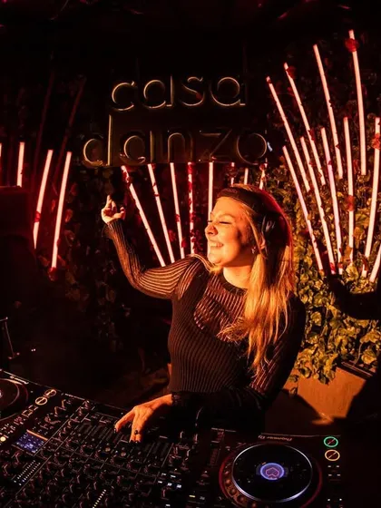 A great shot from my set at Casa Danza in Delhi, with the neon sign glowing behind me.