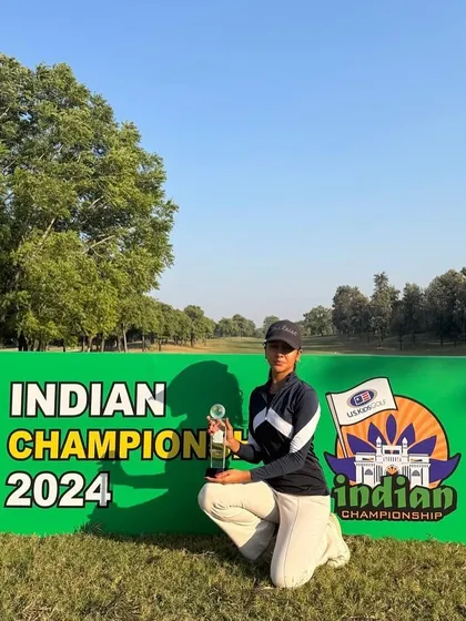 Naina Kapoor celebrating her win as the USKG Indian Champion for 2024. Her consistent scores of 70, 75, and 74 earned her a spot at the World Championship in Pinehurst, USA.