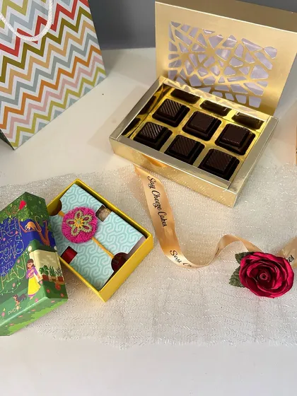 The complete Rakhi hamper, a perfect gift to celebrate the bond between siblings with something sweet and something thoughtful.