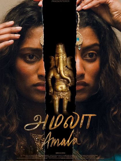 The poster for the short film "Amala," screened as part of our Europe Day event. The powerful poster art depicts a young woman torn between two identities, reflecting the film's theme of heritage and belonging.