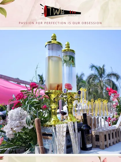 A dedicated detox water station with infused waters, offering a healthy and hydrating option for guests.