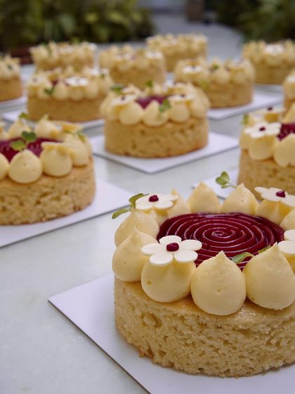 An array of our mini cakes, ready to be packaged for a bulk order. We are in the business of gifting joy.