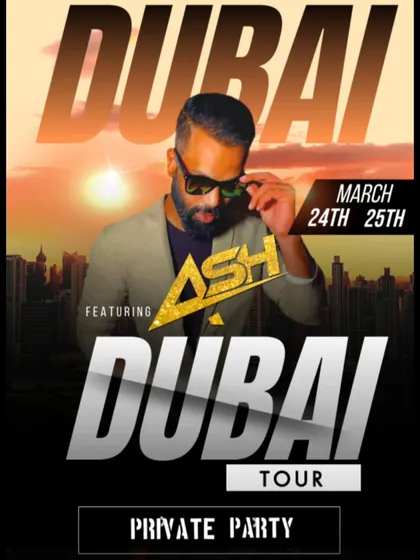 Gig alert poster for my Dubai tour. I was thrilled to play for a private party in this amazing city.