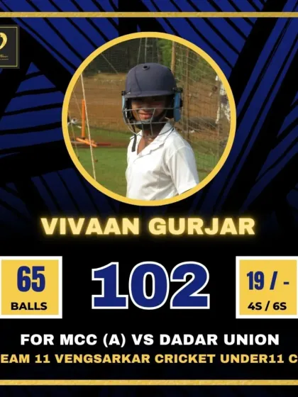 A proud moment for 11-year-old Vivaan Gurjar, scoring his maiden century in just 65 balls in the U11 Cup.