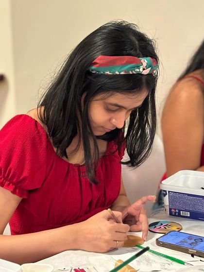 Getting into the creative zone during a private group session. I love seeing the focus and joy on everyone's faces.