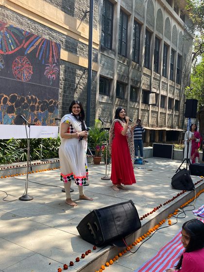 A shot of us performing at the fundraiser that started it all. The support from our community is what made the 'Sound Space on Wheels' a reality.