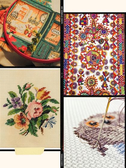 Another look at the variety of custom embroidery styles I offer, from cross-stitch to intricate thread work.