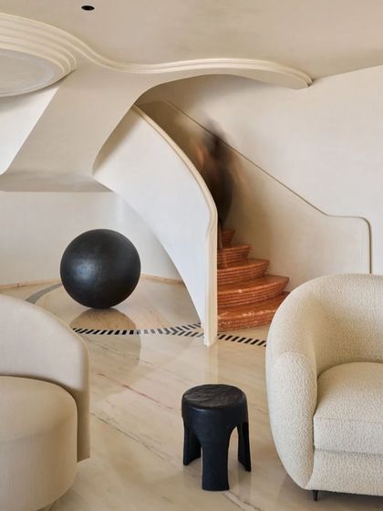 An image of a sculptural interior from our SNN project, featured in the AD Middle East article. This project showcases our love for organic forms and dramatic statements.