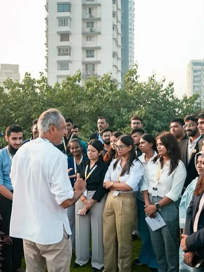 An outdoor interactive session where our team shares insights on sustainable urbanism and the importance of context in design.