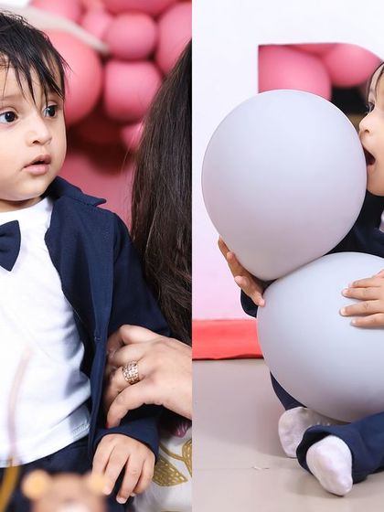 A thrilling 'PJ Masks' themed birthday party, with character cutouts, a cityscape backdrop, and blue and green balloons, ready for a night of adventure.