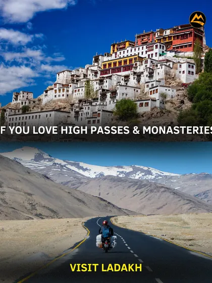 If you love high passes and monasteries, Ladakh is the place for you. We'll ride on some of the world's highest motorable roads and visit ancient Buddhist gompas like Thiksey.