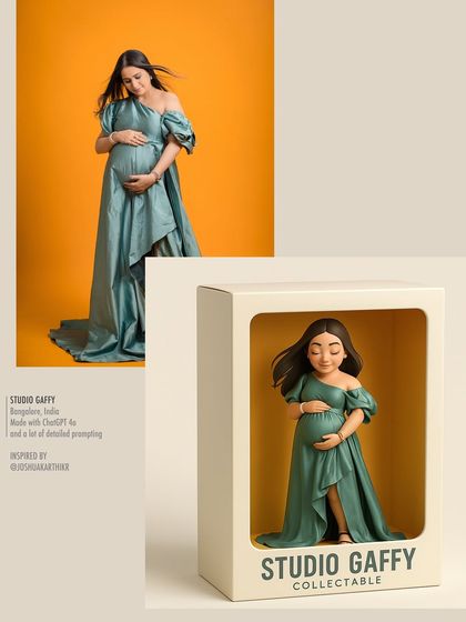 A stunning maternity portrait is reimagined as a beautiful, collectible 3D-printed figurine.