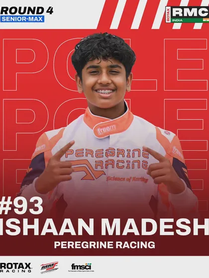 Pole position for Ishaan Madesh in the Senior Max qualifying at Round 4.
