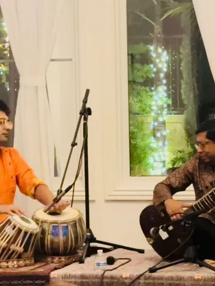 Playing with Pandit Sugato Nag in Irvine. It was an honour to accompany him for the first time and experience his unique musical style.