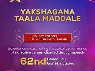The event schedule for the Yakshagana Taala Maddale performance at the Bengaluru Ganesh Utsava.