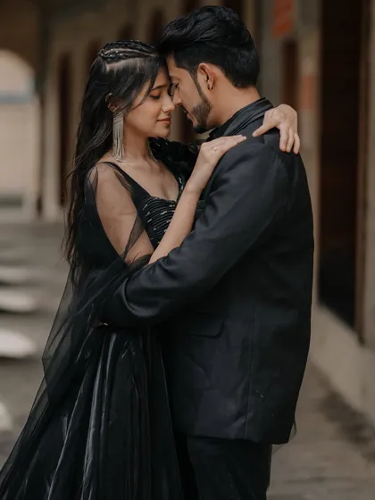 I love creating a moody, cinematic feel for pre-wedding shoots. Here in Mumbai, we used the classic architecture to frame this intimate moment, letting the couple's connection be the main story. The focus is on emotion, not just a pose.