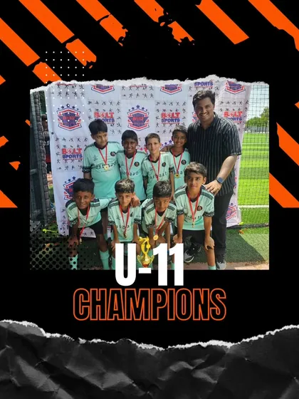 The U11 champions of the Bold Sports Super Cup 2024 posing with their trophy. Another victory built on teamwork and skill.