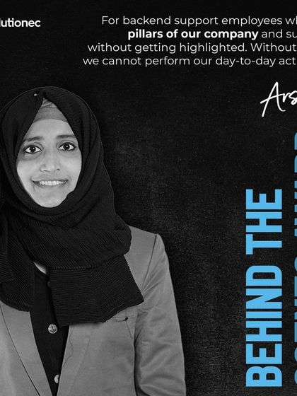 We present the "Behind The Scenes Award" to Arshina. This award honors the backend support employees who are the pillars of our company and enable our day-to-day activities.