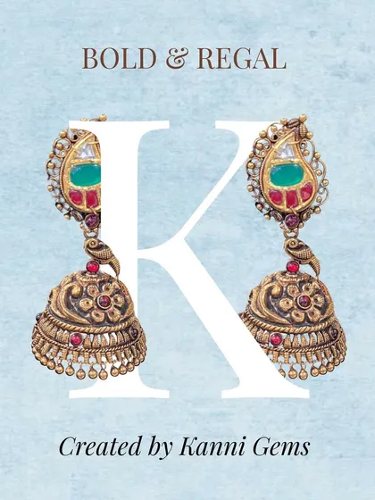 Bold in presence and regal in detail. These statement jhumka earrings are a celebration of heritage, grace, and grandeur, designed to be passed down as a family treasure.
