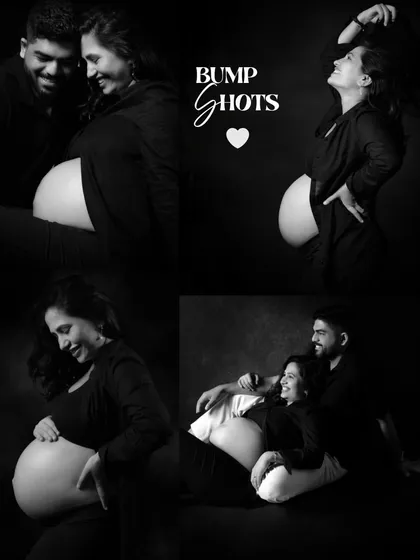 This 'Bump Shots' collage focuses entirely on a single black and white session, showing how we can capture a range of solo and couple portraits with a minimalist aesthetic.