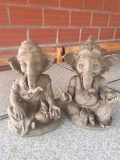 Two of my own Ganesha sculptures. Each one holds special memories and feelings for me.