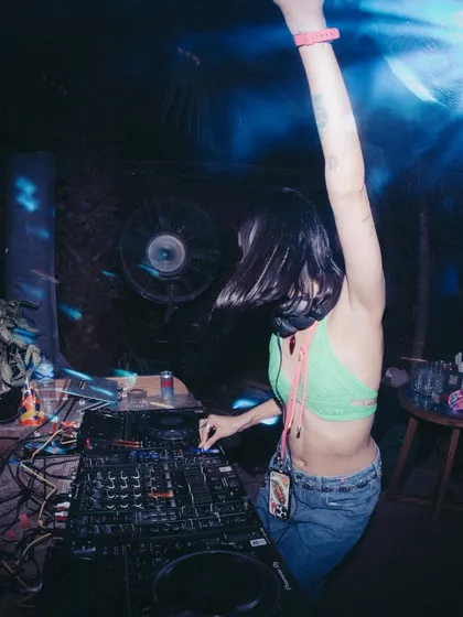 Hands in the air, lost in the music.