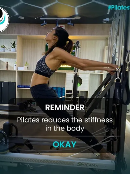 Pilates helps reduce stiffness throughout the body. This stretch on the Cadillac tower is designed to open up the chest and shoulders while lengthening the spine.