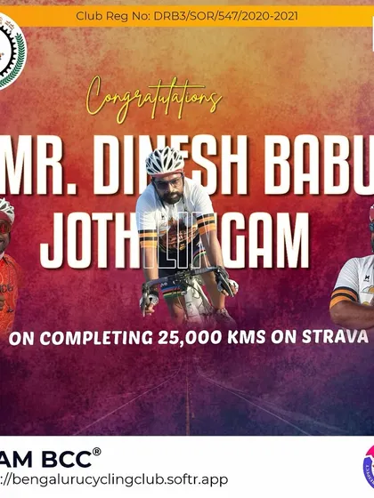 Congratulations to Dinesh Babu Jothigam on completing 25,000 kms on Strava. A fantastic milestone!
