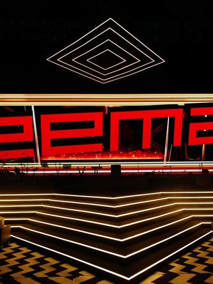A glimpse of the grand stage we helped produce for the EEMA Spotlight Awards. The design features bold geometric lines, a massive LED logo, and a multi-layered structure, showcasing our capability in executing large-scale, high-profile industry events.