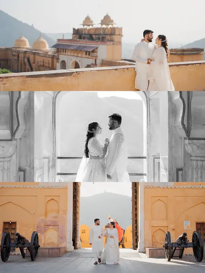 A collection of moments from a royal photoshoot, including wide shots, black and white portraits, and candid walking poses, demonstrating the variety we capture in a single session.