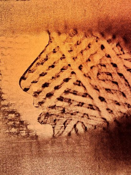 Another image from the 'Sand Sangam' series, blending abstract textures with the subtle outline of a face, creating a dialogue between form and formlessness.