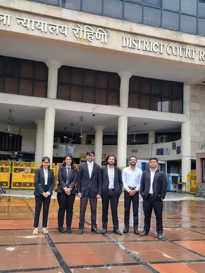 A group of us from the chambers outside the District Court in Rohini. Our presence in various Delhi courts ensures we can manage your case effectively.