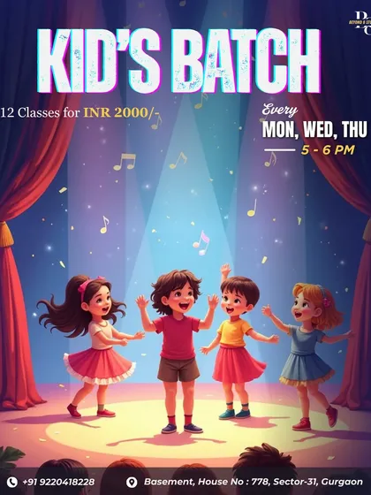 We believe in starting them young. This poster gives you a glimpse into our fun-filled kid's batches, designed to introduce the youngest dancers to a world of rhythm and movement.