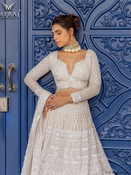 Meraj Couture - Luxury Occasion Wear Ethereal Lehengas: Pastels & Ivories photo 12