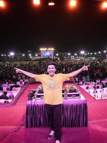 The view from the stage during a Navratri celebration is just pure energy. Seeing thousands of people celebrating together is an unmatched feeling.