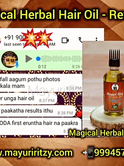 This is an unexpected result. This customer shared her feedback on my Magical Herbal Hair Oil, saying she is seeing hair she thought she had lost. It's a very fulfilling feeling to hear this.