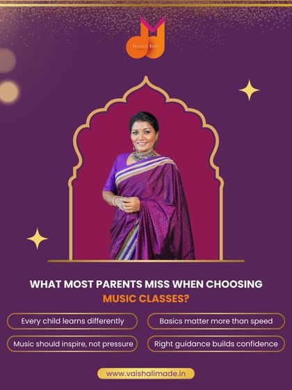 This graphic is for parents choosing a music class for their child. It highlights what truly matters: personalized learning, strong basics over speed, and an inspiring environment that builds confidence without pressure.