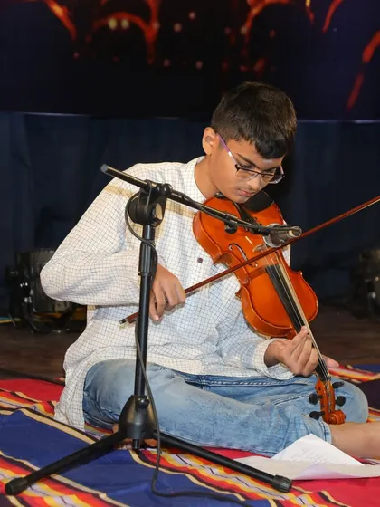 Amogh demonstrates his command over the violin during his solo performance at Kalaa Sangama.