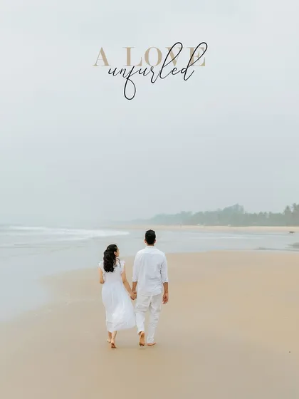 The perfect ending to a beach photoshoot. This shot of the couple walking away hand-in-hand along the shoreline is full of hope and romance.