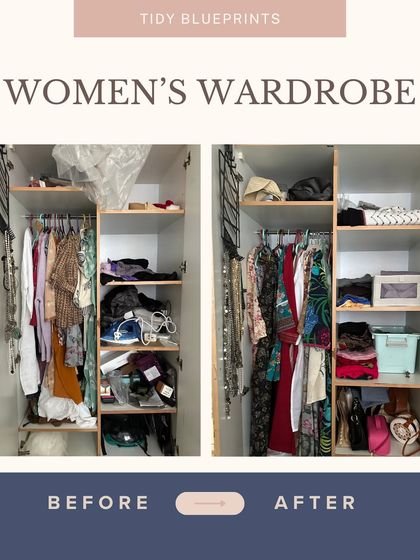 From overflowing and overwhelming to fully functional. For this women's wardrobe, we focused on easy visibility and categorized zones, making getting dressed feel effortless.
