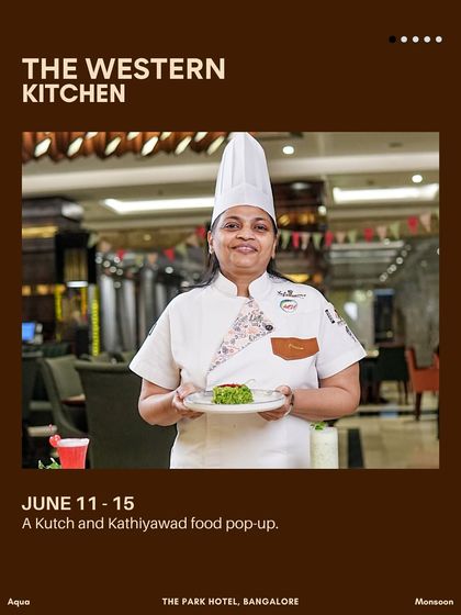 A poster for 'The Western Kitchen', our Kutch and Kathiyawad food pop-up. This event celebrates the spice, soul, and stories of Gujarat with a curated menu by Chef Poonam Dedhia.