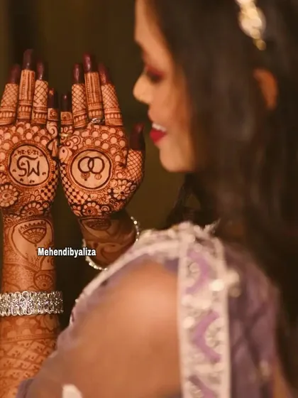 A glimpse of a beautiful engagement bride with her perfectly stained mehendi.
