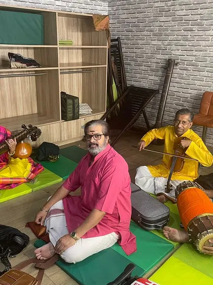 All set to go on stage with my co-artists in Whitefield. Those moments backstage, filled with anticipation and camaraderie, are a cherished part of every concert.