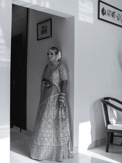 A timeless black and white portrait of the bride. The play of light and shadow adds depth and emotion to this beautiful image.