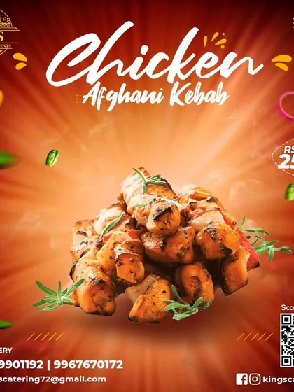 Enjoy the royal flavours of my Chicken Afghani Kebab. This delicacy is expertly cooked and priced at only 25 rupees, a deal you can't pass up.