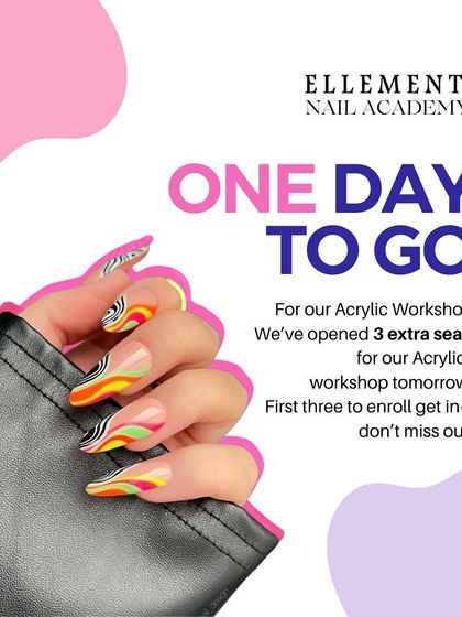 Last call for our Acrylic Workshop. Due to high demand, we've opened 3 extra seats for tomorrow's session. Be one of the first three to enroll and don't miss out.